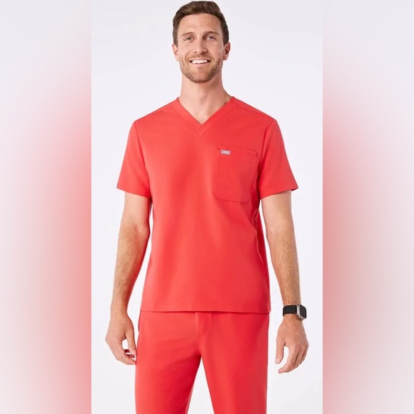 Figs Other - NWOT FIGS Leon Three-Pocket Scrub Top in Hot Coral